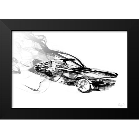 Smokin Car Black Modern Wood Framed Art Print by OnRei