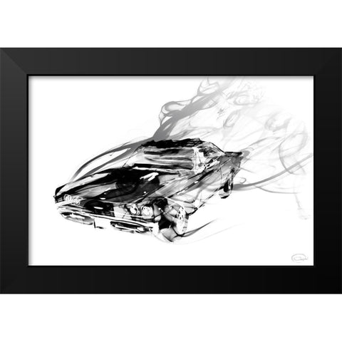 Car Smokin Black Modern Wood Framed Art Print by OnRei