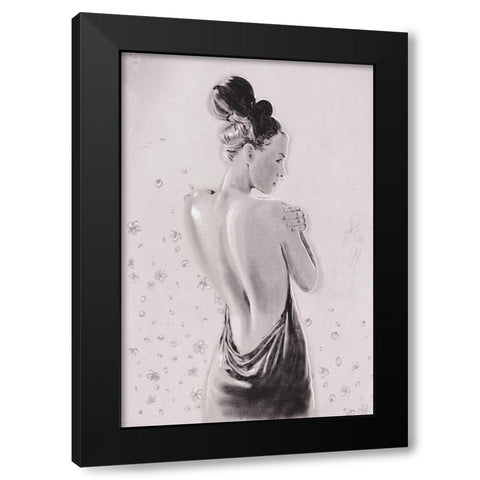 Shes A Flower Black Modern Wood Framed Art Print with Double Matting by OnRei