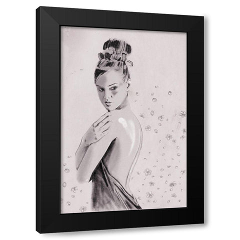 Shes A Flower Too Black Modern Wood Framed Art Print with Double Matting by OnRei