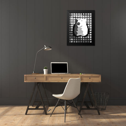 Bear BW Check Black Modern Wood Framed Art Print by OnRei