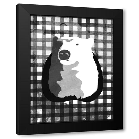 Bear BW Check Black Modern Wood Framed Art Print with Double Matting by OnRei