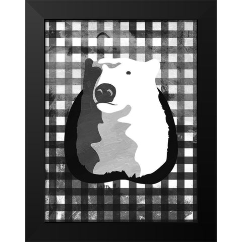 Bear BW Check Black Modern Wood Framed Art Print by OnRei