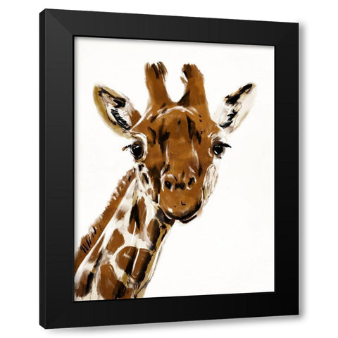 Original Giraffe Black Modern Wood Framed Art Print with Double Matting by OnRei