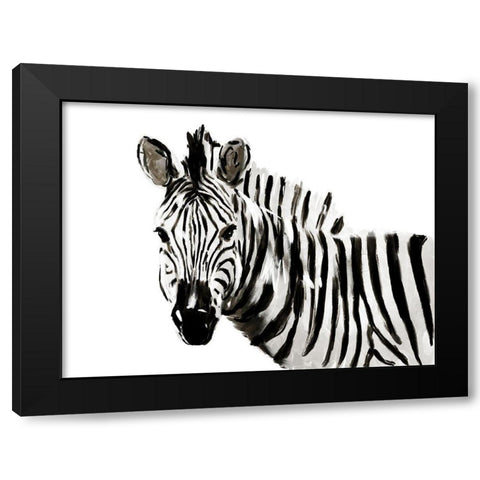 Original Zebra Black Modern Wood Framed Art Print with Double Matting by OnRei