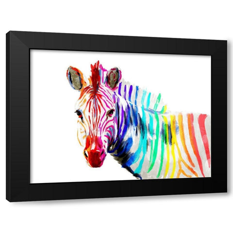 Coloful Zebra Black Modern Wood Framed Art Print with Double Matting by OnRei