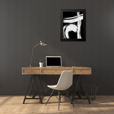 Reversed Strokes 1 Black Modern Wood Framed Art Print by OnRei