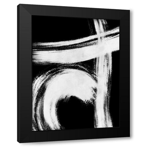 Reversed Strokes 1 Black Modern Wood Framed Art Print with Double Matting by OnRei