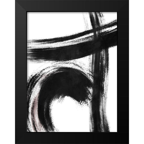 Strokes 1 Black Modern Wood Framed Art Print by OnRei