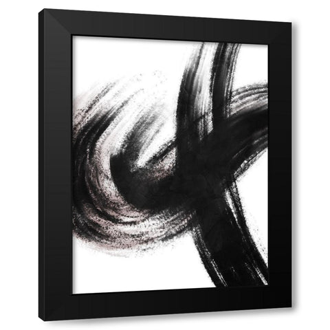 Strokes 2 Black Modern Wood Framed Art Print with Double Matting by OnRei