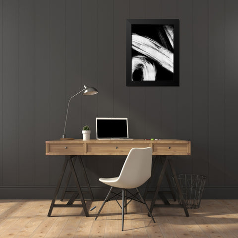 Reversed Strokes 2 Black Modern Wood Framed Art Print by OnRei