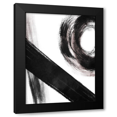 Strokes 4 Black Modern Wood Framed Art Print with Double Matting by OnRei