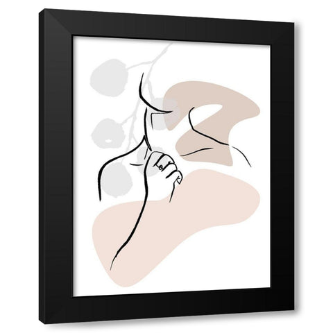 Scribble Neck With Colors Black Modern Wood Framed Art Print with Double Matting by OnRei