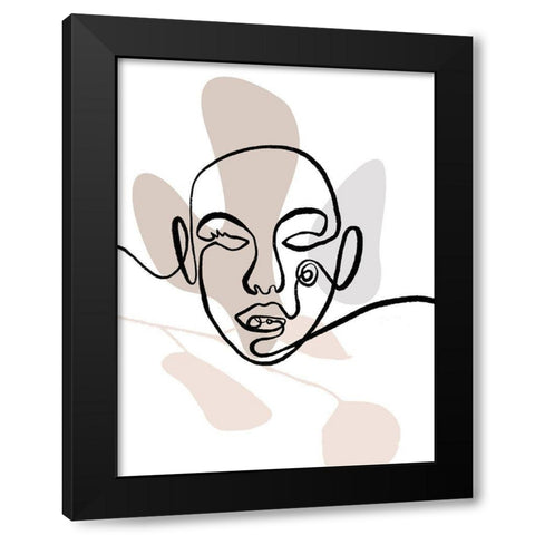 Scribble Face With Color Black Modern Wood Framed Art Print with Double Matting by OnRei