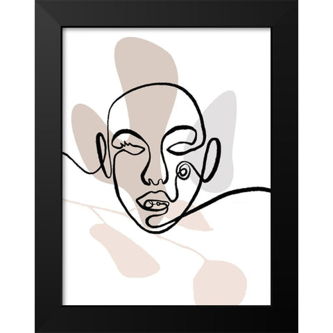 Scribble Face With Color Black Modern Wood Framed Art Print by OnRei