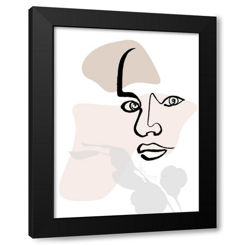 Scribble Face With Color Mate Black Modern Wood Framed Art Print with Double Matting by OnRei