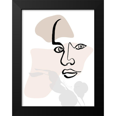 Scribble Face With Color Mate Black Modern Wood Framed Art Print by OnRei