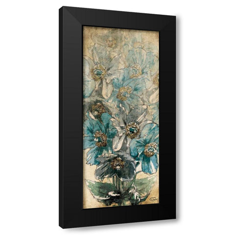 Decending Florals Black Modern Wood Framed Art Print with Double Matting by OnRei