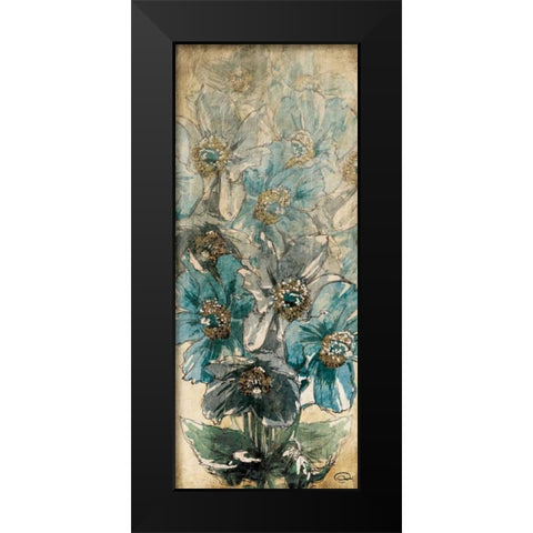 Decending Florals Black Modern Wood Framed Art Print by OnRei