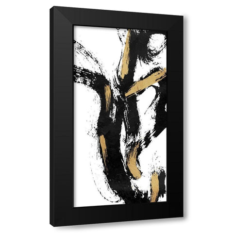 Waterfall Black Modern Wood Framed Art Print with Double Matting by OnRei