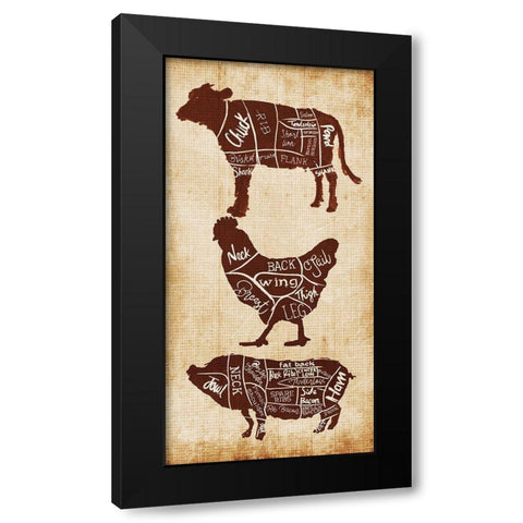 Farm Cuts Black Modern Wood Framed Art Print with Double Matting by OnRei