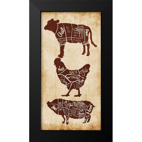 Farm Cuts Black Modern Wood Framed Art Print by OnRei