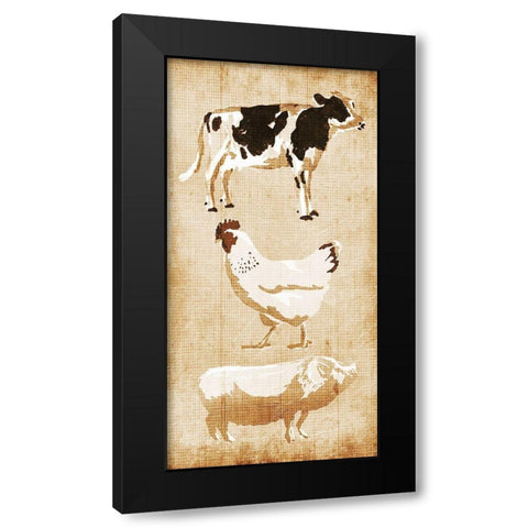 Farm Animals Black Modern Wood Framed Art Print with Double Matting by OnRei