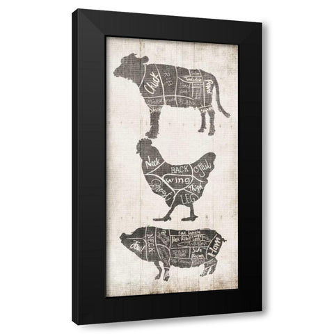 Farm Cuts Grey Black Modern Wood Framed Art Print with Double Matting by OnRei