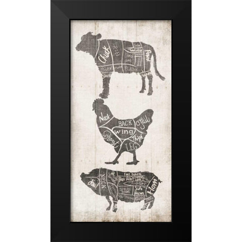 Farm Cuts Grey Black Modern Wood Framed Art Print by OnRei