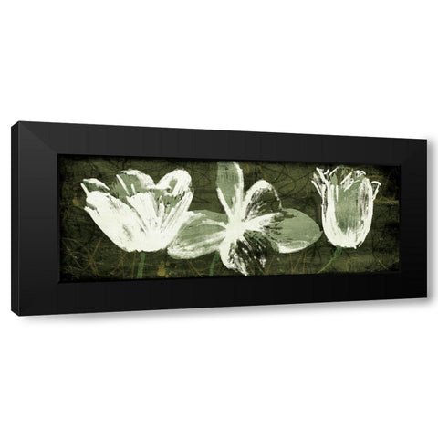 Floral Trio Black Modern Wood Framed Art Print with Double Matting by OnRei