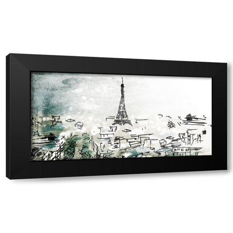 City Of Eiffel Black Modern Wood Framed Art Print with Double Matting by OnRei