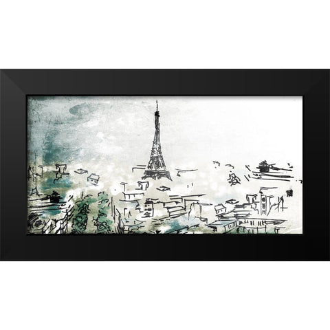 City Of Eiffel Black Modern Wood Framed Art Print by OnRei