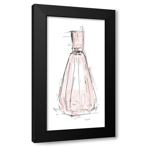 Perfume Bottle Black Modern Wood Framed Art Print with Double Matting by OnRei