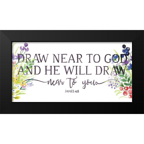 He Will Draw Black Modern Wood Framed Art Print by OnRei