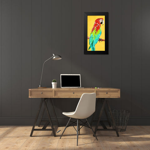 Fun Parrot 1 Black Modern Wood Framed Art Print by OnRei