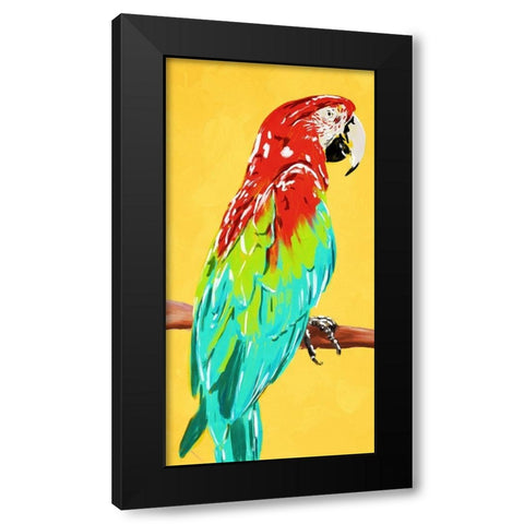 Fun Parrot 1 Black Modern Wood Framed Art Print with Double Matting by OnRei