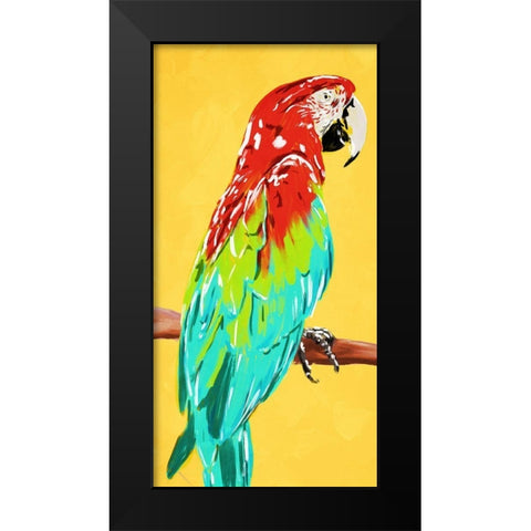 Fun Parrot 1 Black Modern Wood Framed Art Print by OnRei