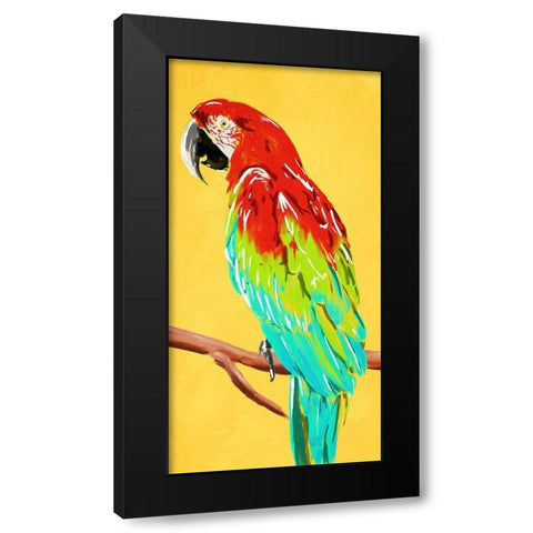 Fun Parrot 2 Black Modern Wood Framed Art Print with Double Matting by OnRei