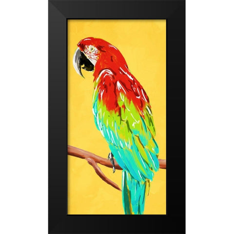 Fun Parrot 2 Black Modern Wood Framed Art Print by OnRei