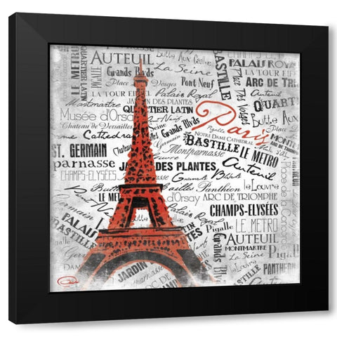 Eiffel Black Modern Wood Framed Art Print with Double Matting by OnRei