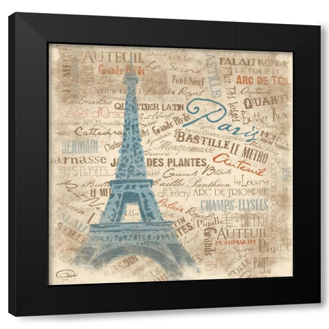 Paris SQ Black Modern Wood Framed Art Print with Double Matting by OnRei