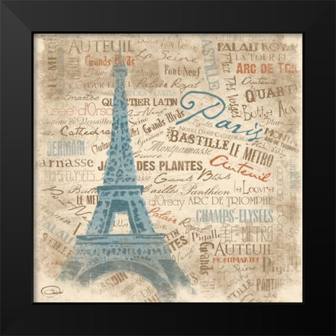 Paris SQ Black Modern Wood Framed Art Print by OnRei