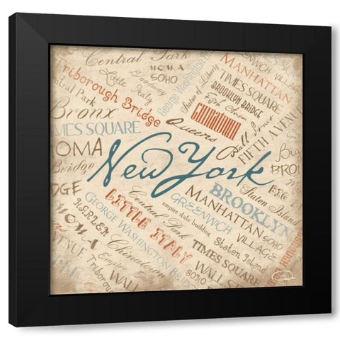 NY NY Black Modern Wood Framed Art Print with Double Matting by OnRei