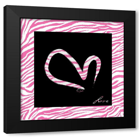 LOVE HOT PINK Black Modern Wood Framed Art Print with Double Matting by OnRei