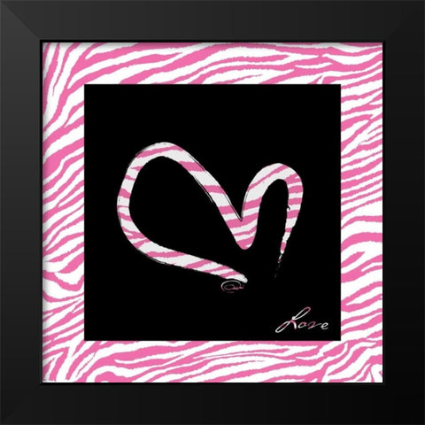 LOVE HOT PINK Black Modern Wood Framed Art Print by OnRei