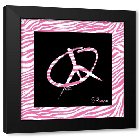 PEACE HOT PINK Black Modern Wood Framed Art Print with Double Matting by OnRei