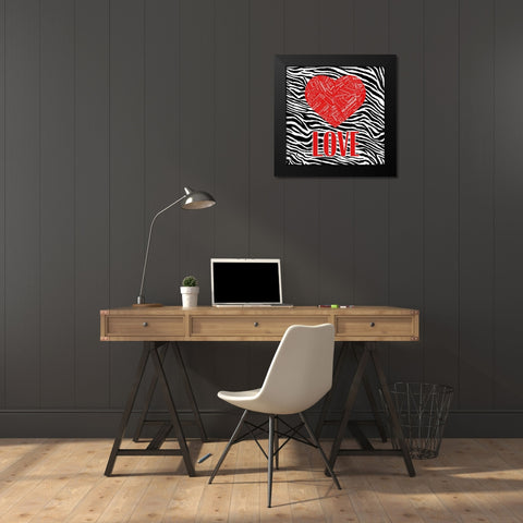 JUNGLE HEART Black Modern Wood Framed Art Print by OnRei