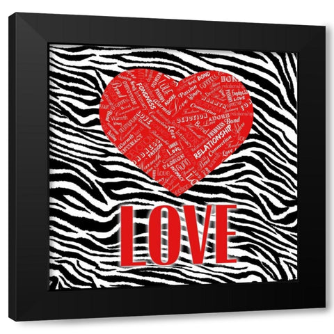 JUNGLE HEART Black Modern Wood Framed Art Print by OnRei