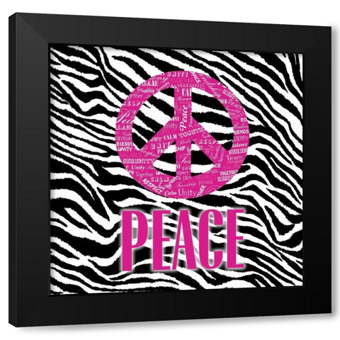 PEACE ON EARTH Black Modern Wood Framed Art Print with Double Matting by OnRei