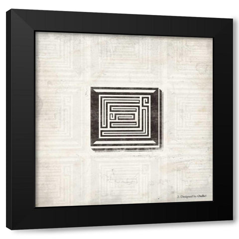 GEO B Black Modern Wood Framed Art Print with Double Matting by OnRei